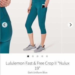BRAND NEW No tags Lululemon Fast and Free Crop 19”